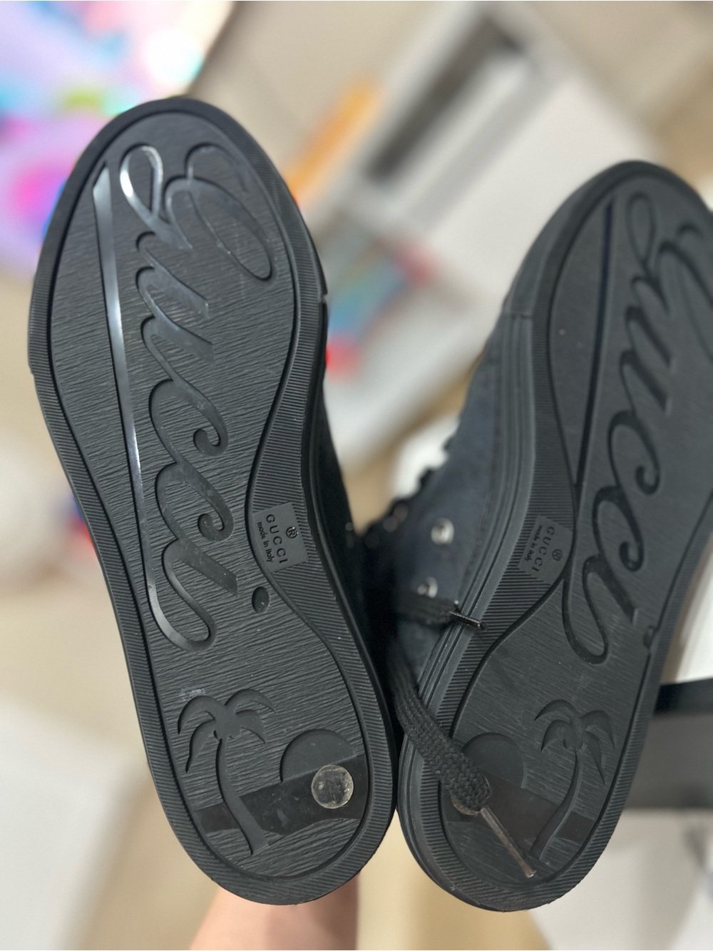 Gucci Black women High-Top Logo Sneakers size 36+ 6.5 - Picture 8 of 9